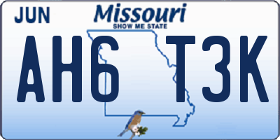 MO license plate AH6T3K