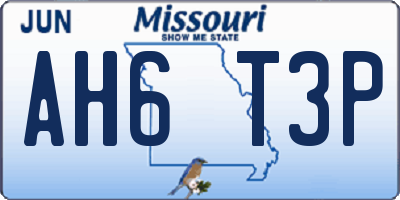 MO license plate AH6T3P