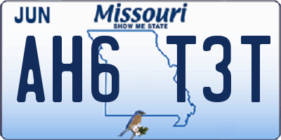 MO license plate AH6T3T