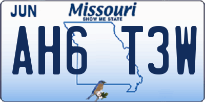 MO license plate AH6T3W