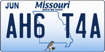 MO license plate AH6T4A