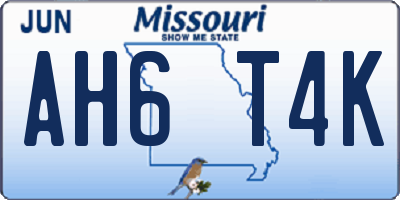 MO license plate AH6T4K