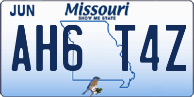 MO license plate AH6T4Z