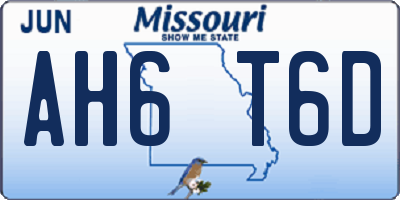 MO license plate AH6T6D