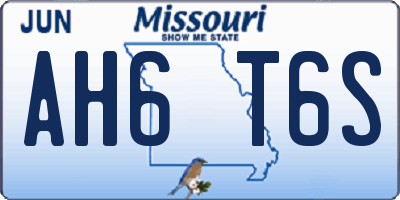 MO license plate AH6T6S