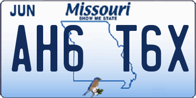 MO license plate AH6T6X