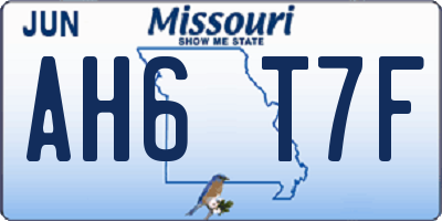 MO license plate AH6T7F