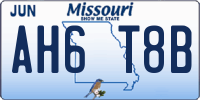 MO license plate AH6T8B