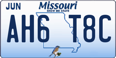MO license plate AH6T8C