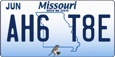 MO license plate AH6T8E