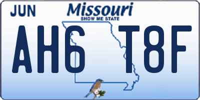 MO license plate AH6T8F