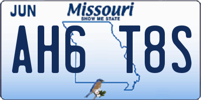 MO license plate AH6T8S