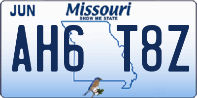 MO license plate AH6T8Z