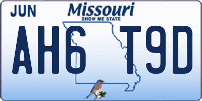 MO license plate AH6T9D