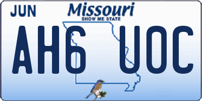 MO license plate AH6U0C
