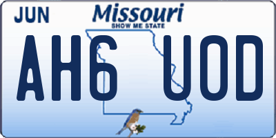 MO license plate AH6U0D