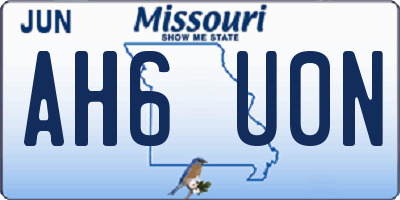 MO license plate AH6U0N