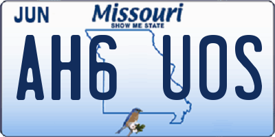 MO license plate AH6U0S