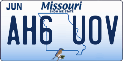 MO license plate AH6U0V