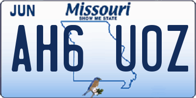 MO license plate AH6U0Z