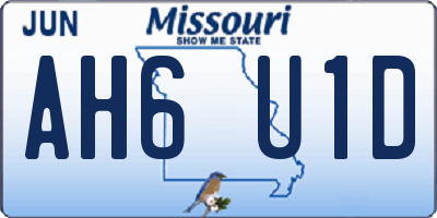 MO license plate AH6U1D