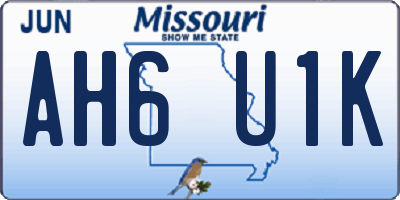 MO license plate AH6U1K