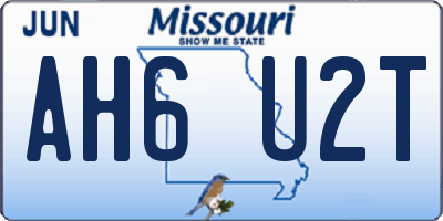 MO license plate AH6U2T