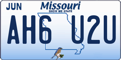 MO license plate AH6U2U