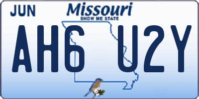 MO license plate AH6U2Y