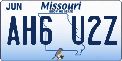 MO license plate AH6U2Z