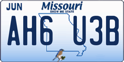 MO license plate AH6U3B