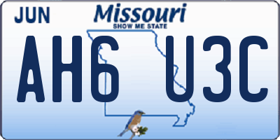 MO license plate AH6U3C