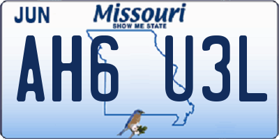 MO license plate AH6U3L