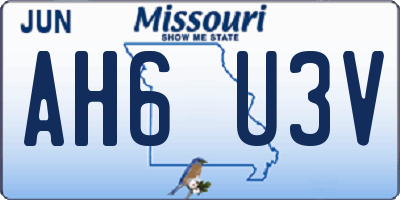 MO license plate AH6U3V