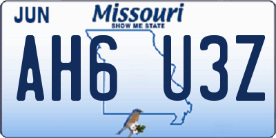 MO license plate AH6U3Z