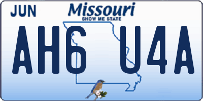MO license plate AH6U4A