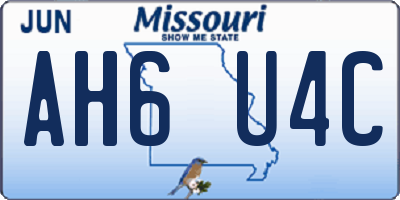 MO license plate AH6U4C
