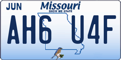 MO license plate AH6U4F