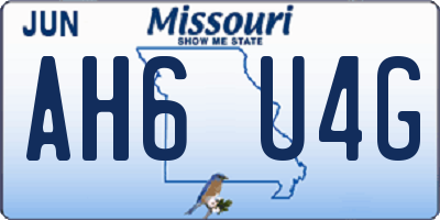 MO license plate AH6U4G