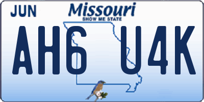 MO license plate AH6U4K