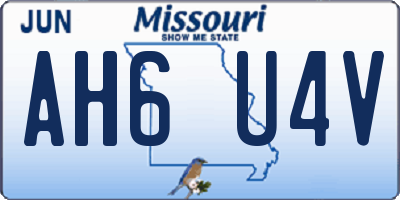 MO license plate AH6U4V