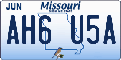 MO license plate AH6U5A