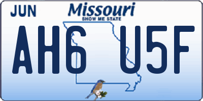 MO license plate AH6U5F