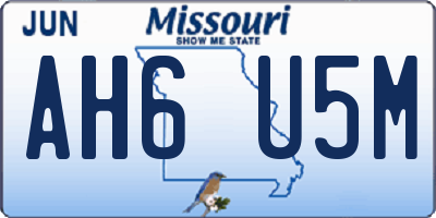 MO license plate AH6U5M