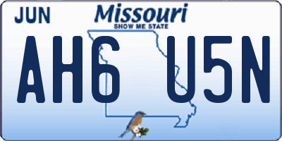 MO license plate AH6U5N