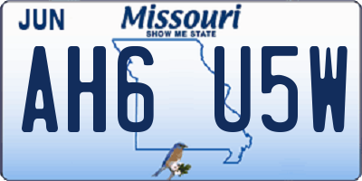 MO license plate AH6U5W