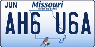 MO license plate AH6U6A