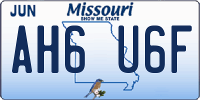 MO license plate AH6U6F