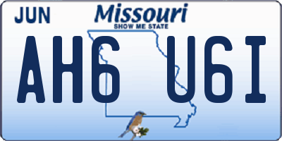 MO license plate AH6U6I