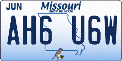 MO license plate AH6U6W